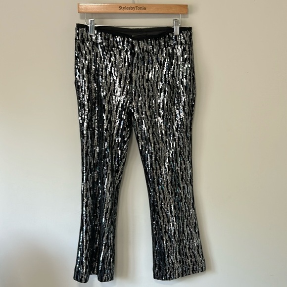 Zadig and Voltaire Polis Velours Pant Velour Black Silver Sparkle Sz 38 US M NEW - Picture 3 of 14
